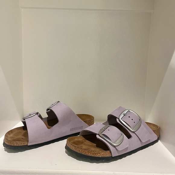 Birkenstock Arizona Big Buckle Nubuck Leather Purple Fog Sandals- 37 - Picture 6 of 12